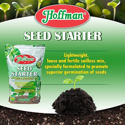 Hoffman Seed Starter Potting & Planting Mix with Wetting Agent for Moisture Retention, 10qt Bag, 3 Pack