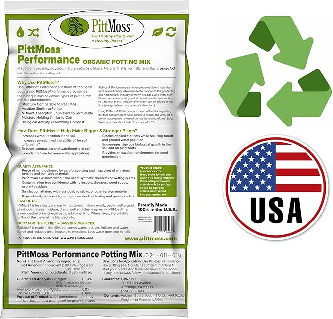 PittMoss Performance Peat Free Potting Mix with Controlled Release Fertilizer, 2 cu ft