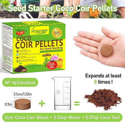 Legigo 200 Pcs 30mm Coco Coir Pellets Seed Starter Soil Mix- Organic Coconut Coir Potting Soil Pods for Seedling, Coco Peat Soil Discs for Indoor & Outdoor Plants Bonsai Herbs Vegetables and Flowers