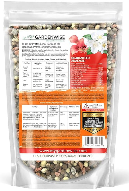 Elite 8-10-10 Professional Fertilizer for Banana, Flowering, and Fruit Trees, Ornamentals - Boosts Flowering & Fruiting - for Indoor & Outdoor Plants (1/2 Quart)