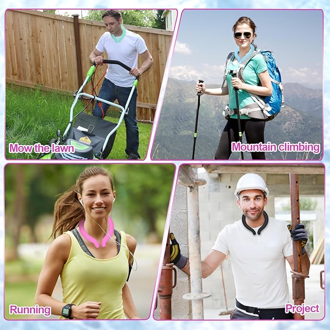 Neck Cooling Tube with Cold Insulated Bag,Reusable 18℃/64℉ Ice Neck Ring Wearable Body Cooling Products for Summer (Rose)