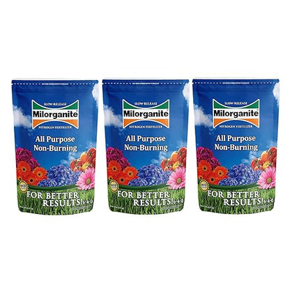 Milorganite All-Purpose Eco-Friendly Slow-Release Nitrogen 6-4-0 Fertilizer, 5 Pound Bag (Pack of 3) - for Lawns, Flowers and Gardens