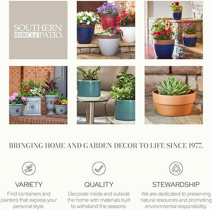 Southern Patio Winston Plant Urn, Garden Planter Urn for Flowers and Plants, 16" D x 16" W x 21" H, Weathered Black, 2 Pack