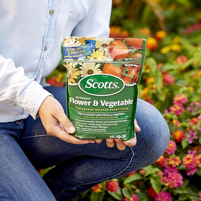 Scotts All Purpose Flower and Vegetable Continuous Release Plant Food, For Outdoor In-Ground Plants, 3 lb.