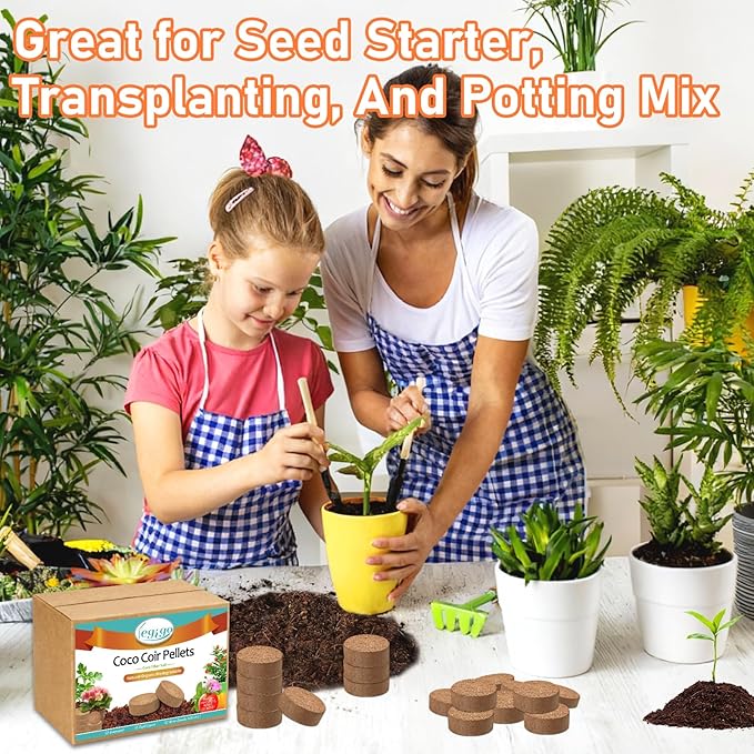 Legigo 100 PCS 30mm Coco Coir Pellets Potting Soil Mix- Compressed Coconut Coir Discs Seed Starting Soil Pellets, Coco Peat Soil Pods for Indoor & Outdoor Plants, Gardening Herbs Bonsai and Vegetables