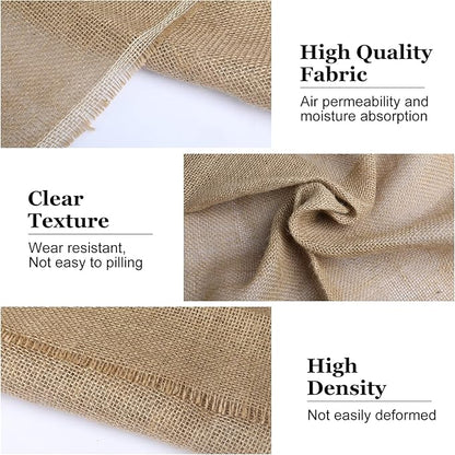 Natural Burlap Fabric, 62 Inch X 5 FT, NO-FRAY Burlap Roll-Long Fabric with Finished Edges- Suitable for DIY, Weddings, Tree Wraps for Winter, Table Runners, Placemat, Crafts, and Animal Bites