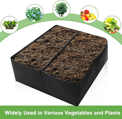 Fabric Raised Garden Bed, 2x2x1Ft 64 Gallon Garden Grow Bags, Rectangle Raised Planter Garden Bed for Vegetables Potatoes Flowers Planting Container for Outdoor Gardenin (4Grids)