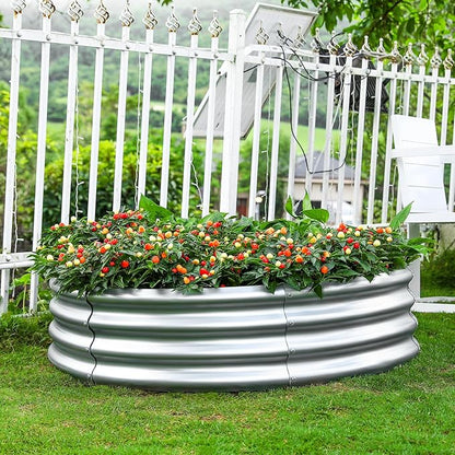 Land Guard 2 Pack 2×2×1ft Galvanized Raised Garden Bed, Planter Raised Garden Beds Outdoor, Round Clearance Raised Garden Beds for Gardening Vegetables……