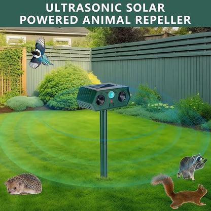4 Pack 2026 Ultrasonic Animal Repellent Outdoor Cat Repellent Devices Solar Animal Repeller Motion Activated Deterrent to Scare Deer Squirrel Rabbit Raccoon Skunk for Yard Lawn Outdoor