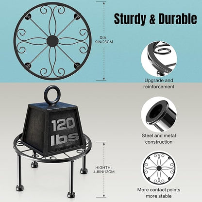 Garden Gifts Plant Lovers Gifts Black Metal Plant Stand with Anti-Slip Base Rustproof Heavy Duty Decorative Round Flower Stand Display Shelf for Indoor/Outdoor