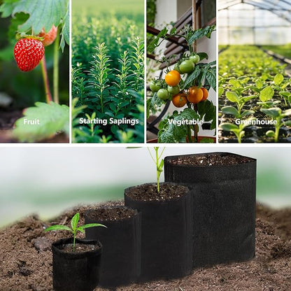 Belit 0.2 Gallon Nursery Growing Bags, 100 Pcs Non-Woven Plant Bag for Gardening, Potato, Flower, Tomato Plant Starts
