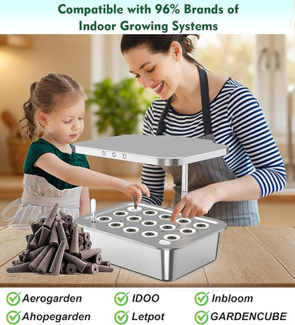 100 Pack Grow Sponges, Seed Starter Sponges Compatible with AeroGarden, Refill Seed Pods Replacements Root Growth Sponges for Indoor Hydroponic System, Brown, SP-100