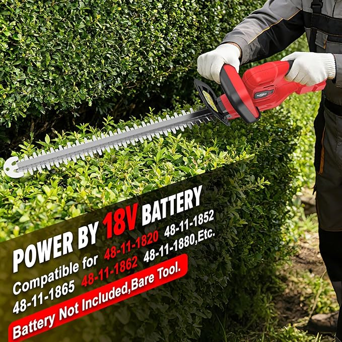 Hedge Trimmer Compatible for Milwaukee 18V Battery，Cordless Electric Hedge Trimmer with 1600RPM Brushless Motor, 22'' Dual-Action Blade with 3/5'' Cutting Capacity (NO Battery)