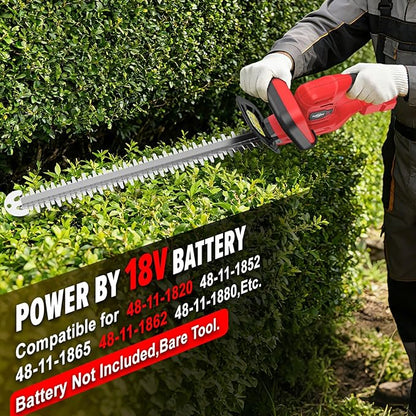 Hedge Trimmer Compatible for Milwaukee 18V Battery，Cordless Electric Hedge Trimmer with 1600RPM Brushless Motor, 22'' Dual-Action Blade with 3/5'' Cutting Capacity (NO Battery)
