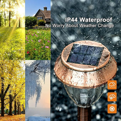 Solar Pathway Lights Outdoor Waterproof, 6 Pack Solar Outdoor Lights Bright Up to 12 Hrs, 15 Lumens Garden Light LED Landscape Lighting Stainless Steel Walkway Light, Cold White