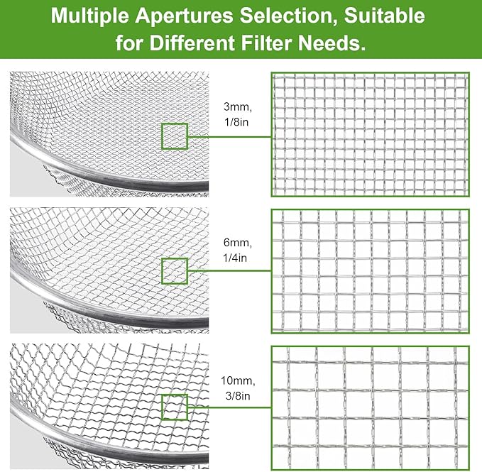 Soil Sifter Sieve Galvanized Screen for Compost, Dirt, Rocks, Garden, Soil Sieve Fits 5 Gallon Bucket, Composting Sifting Tool, 3/8in