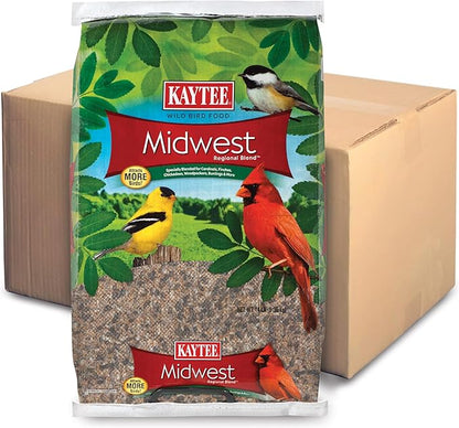 Kaytee Midwestern Regional Seed Blend for Cardinals, Finches, Chickadees, Woodpeckers and Other Outside Wild Birds, 14 Pound Box