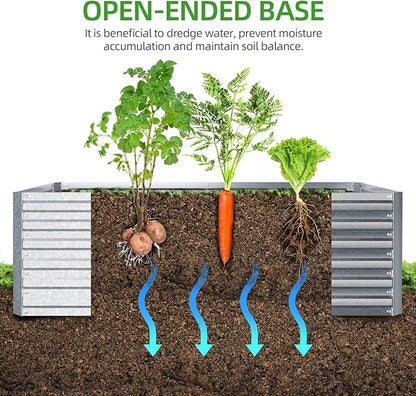 Ohuhu Metal Raised Garden Beds for Vegetables, 6x3x1.9 FT Heightened Extra-Large Reinforced Galvanized Steel Raised Boxes, Heavy Duty Outdoor Planter Box for Seedling Growing Flowers Herbs Succulent