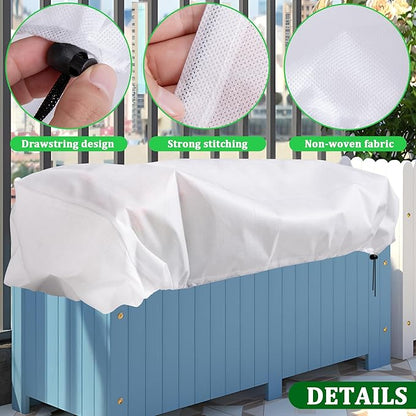 DECOHS 3 Pc Rectangular Winter Plant Freeze Protection- 59" x 17.7" x 15.7" Balcony Plant Box Cover- Planter Frost Covers Bags Wraps Blanket