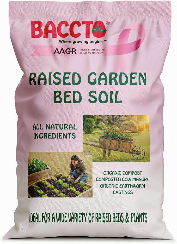 Michigan Peat Company BACCTO Raised Bed Soil with Organic Compost, Manure, & Earthworm Castings for All Plant Types, 1.5 Cubic Feet