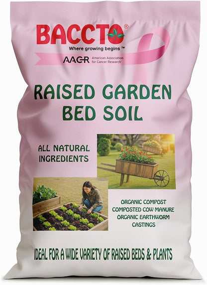 Michigan Peat Company BACCTO Raised Bed Soil with Organic Compost, Manure, & Earthworm Castings for All Plant Types, 1.5 Cubic Feet