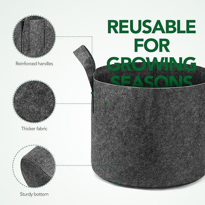 Delxo 3 Gallon Grow Bags 12 Pack, Heavy Duty Thickened Nonwoven Fabric Pots for Plants, Ideal for Container Gardening, Durable & Lightweight Planting Bags, Perfect for Vegetables, Grey