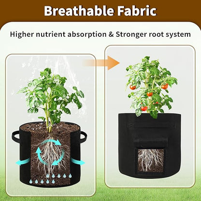 30 Gallon Potato Grow Bags 2-Pack with Dual Harvest Windows & Reinforced Handles, Non-Woven Fabric Planter for Potatoes, Tomatoes, Vegetables