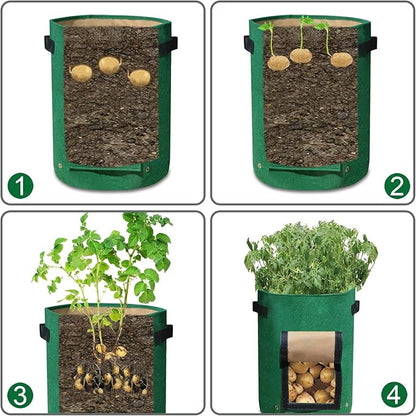Strong Camel 11Gallon Garden Boxes Garden Planting Grow Bags Planter Pot for Potato Tomato (3 Pack)