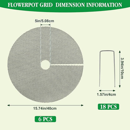6 Pack Plant Pot Grids - 15.7 Inch Cuttable Soil Cover Protector from Cats, Squirrels Digging and Animals, Indoor Outdoor Plant Pot Soil Guard for Garden, Adapts to Different Pot Sizes