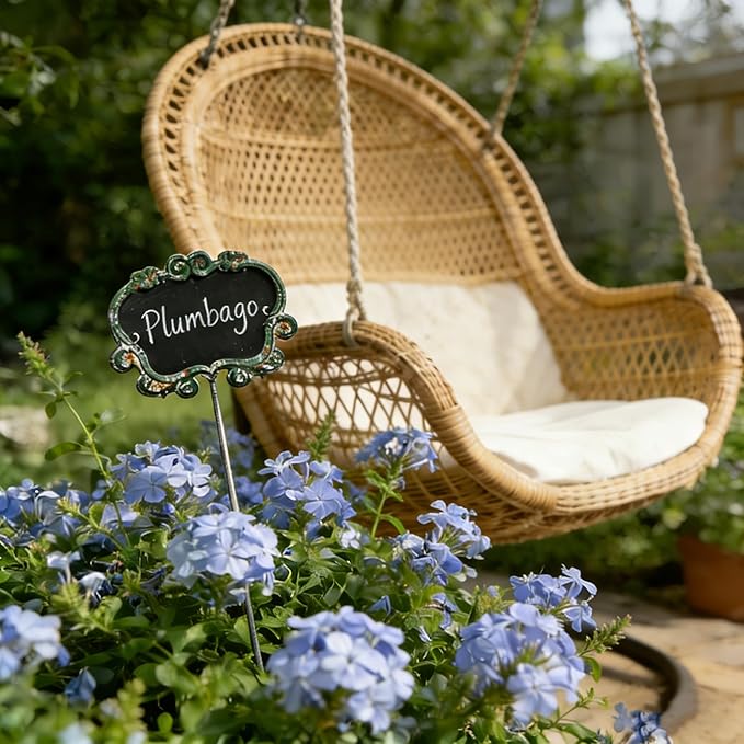 Set of 3 Vintage Green Metal Garden Markers with Chalkboard - Rustic Plant Labels for Indoor/Outdoor Flower Beds, Vegetable Gardens