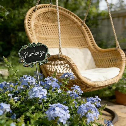 Set of 3 Vintage Green Metal Garden Markers with Chalkboard - Rustic Plant Labels for Indoor/Outdoor Flower Beds, Vegetable Gardens