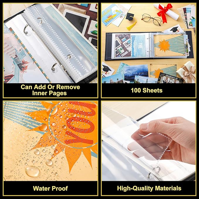 Spiareal Graduation Card Organizer Set Greeting Card Holder 6 x 8 Inches 100 Pages Stamping Binder Album Display Organization Storage for Graduation Gift Grad Party Favors Greeting Photo Gift