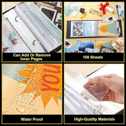 Spiareal Graduation Card Organizer Set Greeting Card Holder 6 x 8 Inches 100 Pages Stamping Binder Album Display Organization Storage for Graduation Gift Grad Party Favors Greeting Photo Gift