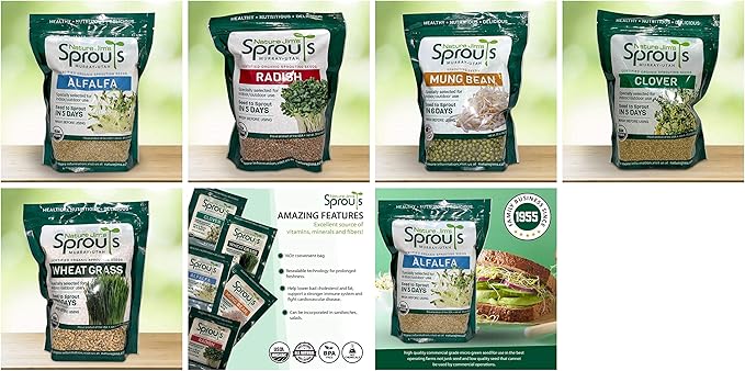 Nature Jims Organic Radish Sprout Seeds – 16 Ounce Premium Non-GMO Radish Seeds for Sprouting, Rich in Vitamins, Minerals, Fiber & Protein – Microgreen & Sprout Seeds for Home Growing