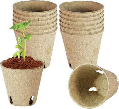 Peat Pots, Biodegradable Pots for Seedlings with Drain Holes, Garden Plant Nursery Pots for Plants, Vegetables,Fruits and Herb (12)
