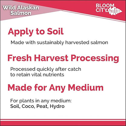 Bloom City Organic Wild Fish Fertilizer and Plant Supplement, Great for Roots and Soil, Made from Sustainable Salmon, Quart (32 oz)