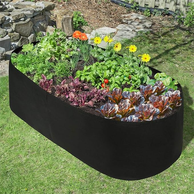 Firlar Fabric Raised Garden Bed, Fabric Raised Planting Bed Grow Bag, Fabric Pots Planting Pots for Herb Plants Flowers Vegetables, Black (23.6x47.2 Inch)