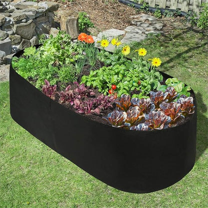 Firlar Fabric Raised Garden Bed, Fabric Raised Planting Bed Grow Bag, Fabric Pots Planting Pots for Herb Plants Flowers Vegetables, Black (23.6x47.2 Inch)