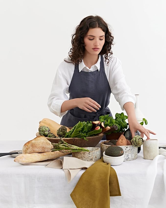 MagicLinen 100% Linen Apron - Cooking, Gardening, Grilling, Painting Apron with Pockets - Perfect for Women and Men