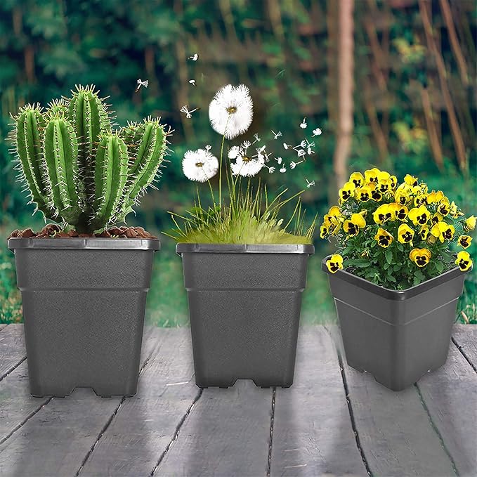 Square Nursery Pots Plant Pots Grow Pots Nursery Container Fit for Planting Soil Plants 10 Gallon 5Pcs