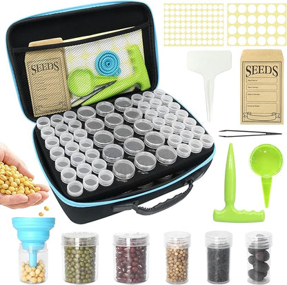 114 Slots Seed Storage Organizer Kit with 20 Envelopes, Waterproof Seed Storage Box, Transparent Bottles, Tweezers, Funnel, Sower for Vegetable Flower Garden Seeds Saver Kit for Vegetable