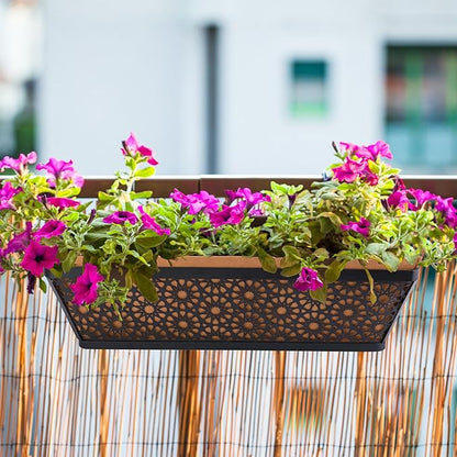 Adnee 4 Pcs 24 Inch Fabric Plant Window Box Liners-Rectangular Non-Woven Planter Basket Liner-Brown Felt Flower Hanging Basket for Outdoor Garden Wall Hanging Planter Flower Vegetables