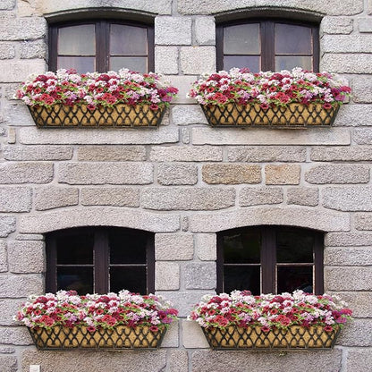 4 Pack 24 Inch Window Boxes Planters Railing Planter Box with Adjustable Brackets for Porch Fence Patio Balcony Hanging Flower Baskets with Coco Liners for Outdoor Garden Decor - Bronze