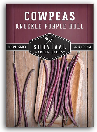 Knuckle Purple Hull Pea Seeds for Planting – Heirloom Southern Field Peas – Drought-Tolerant, High-Yield Crowder-Type Cowpea for Home Gardens – Survival Garden Seeds (1 Pack)