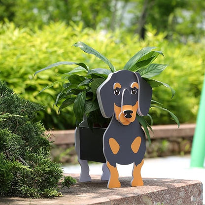 Dachshund Gifts: Cute Dog Planter, Indoor/Outdoor Plant Pot for Garden Decoration