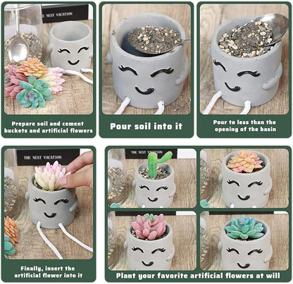 Uguisu Long Leg Planter, Cute Leg Hanging Smiley Planter, Small Plant Pot, Succulent Planters, Cement Pot, Decor Indoor Planters, Mini Succulent Pot (Gray/2pcs-No Drainage Hole-No Plant)