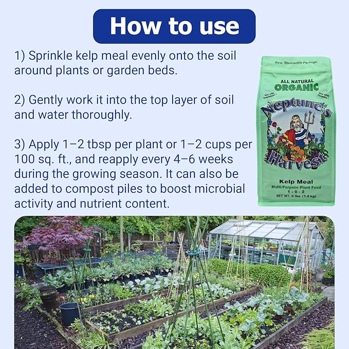 Neptune's Harvest Kelp Meal Multi-Purpose Plant Food 1-0-2, 4 lb