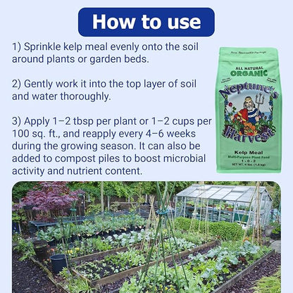 Neptune's Harvest Kelp Meal Multi-Purpose Plant Food 1-0-2, 4 lb