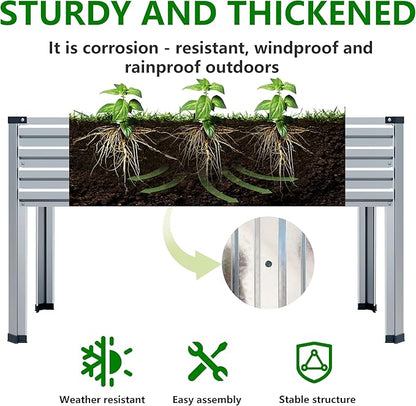 Galvanized Raised Garden Bed with Legs,2PCS 48×24×30in Elevated Planter Box for Backyard,Outdoor Garden, Patio, Balcony, 350lb Capacity,Silver