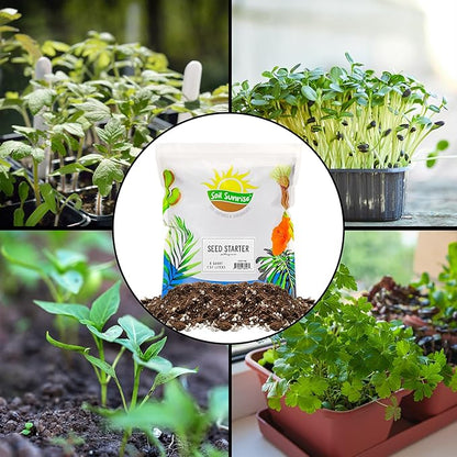 Soil Sunrise All Natural Seed Starting Mix (8 Quarts) Expert Grade Seed Starter Potting Mix, Start Herbs, Vegetables, and Other Grass